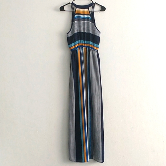 57" Stripped Maxi Dress with Side Slit - Picture 6 of 10